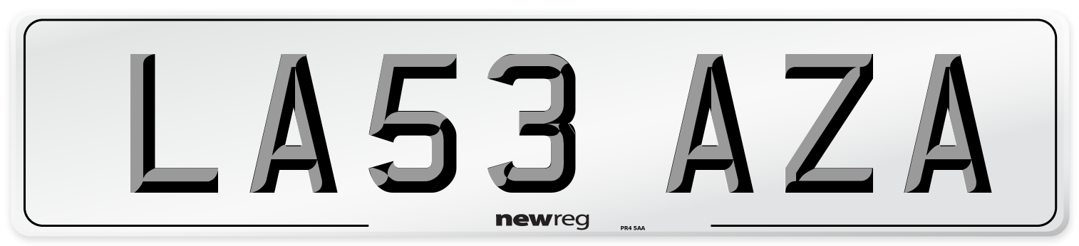 LA53 AZA Number Plate from New Reg